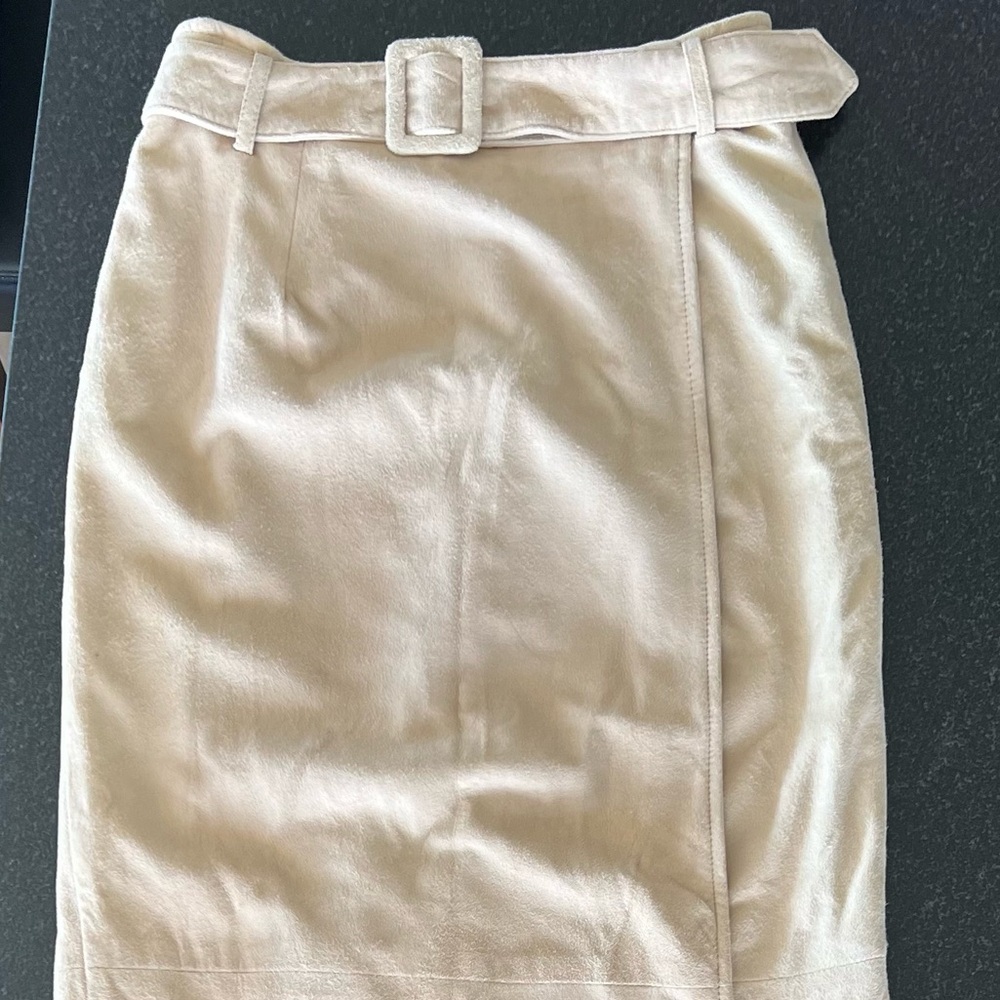 Ann Taylor Cream Suede Wrap Skirt NWT